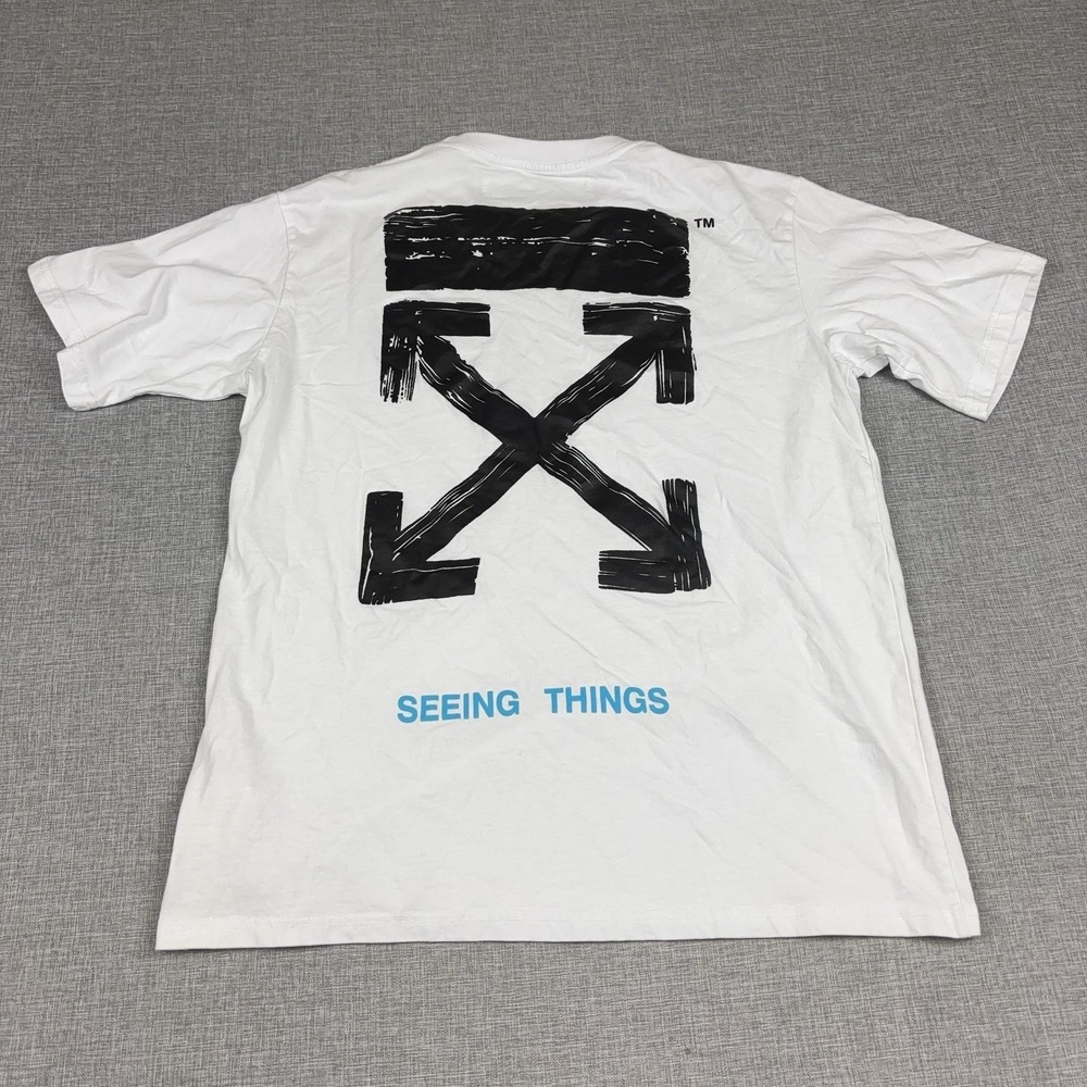 Off-White Shirt Mens XL White Seeing Things Arrow Logo Graphic Tee Streetwear